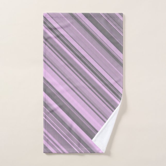 Purple Grey Stripes Hand Towel (Hand Towel)