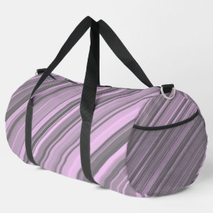 Purple Grey Stripes Large Duffle Bag