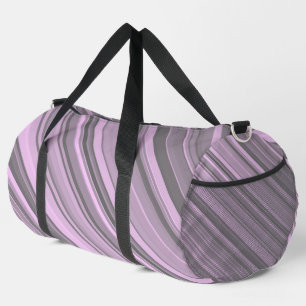 Purple Grey Stripes Large Duffle Bag