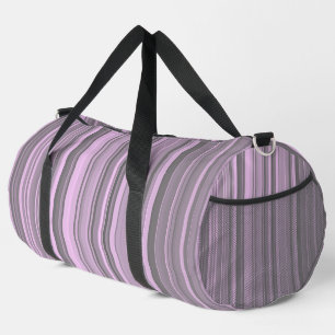 Purple Grey Stripes Large Duffle Bag
