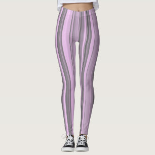 Purple Grey Stripes Leggings