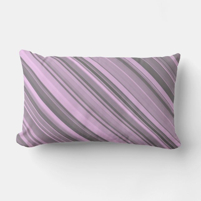 Purple Grey Stripes Lumbar Cushion (Front)