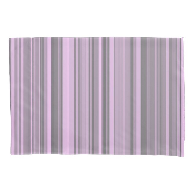 Purple Grey Stripes Pillowcase (Front-Left)