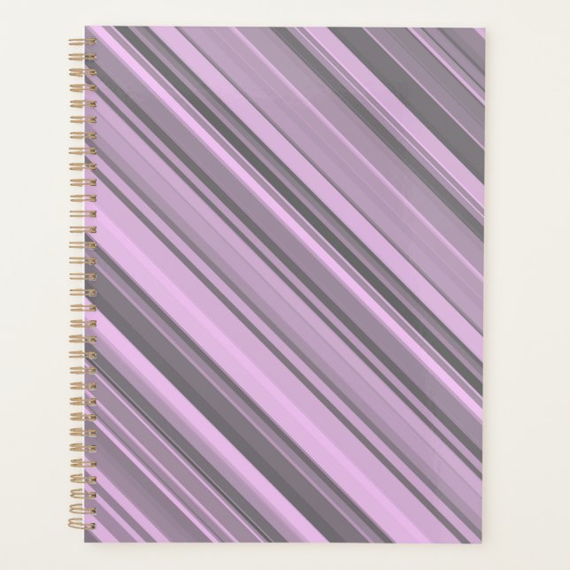Purple Grey Stripes Planner (Front)