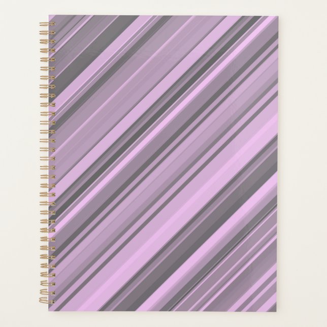 Purple Grey Stripes Planner (Front)