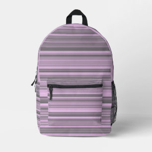 Purple Grey Stripes Printed Backpack