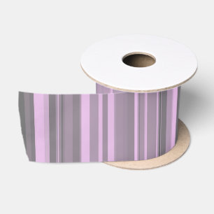 Purple Grey Stripes Satin Ribbon