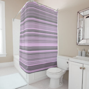 Purple Grey Stripes Shower Curtain