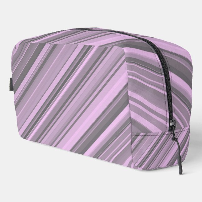 Purple Grey Stripes Toiletry Bag (Right Corner)