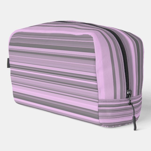 Purple Grey Stripes Toiletry Bag (Right Corner)
