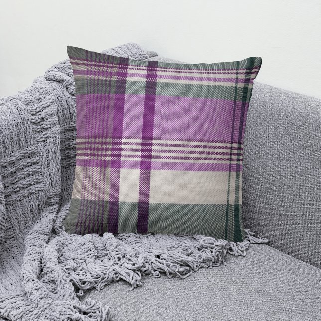 Purple Grey Tartan Plaid Pillow (Creator Uploaded)