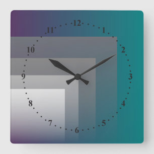 purple grey teal square wall clock