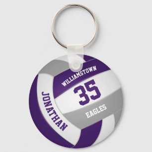 purple grey team colours boys girls volleyball key ring
