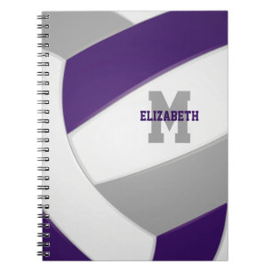 purple grey team colours girls boys volleyball notebook