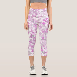 Purple Grey Triangle Pattern Capri Leggings