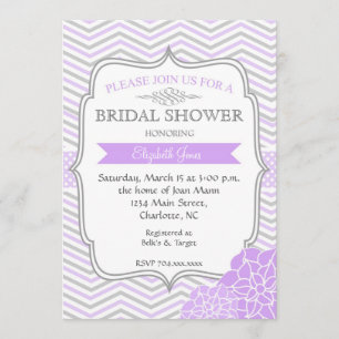 Purple & Grey Vintage  Bridal shower Invitation