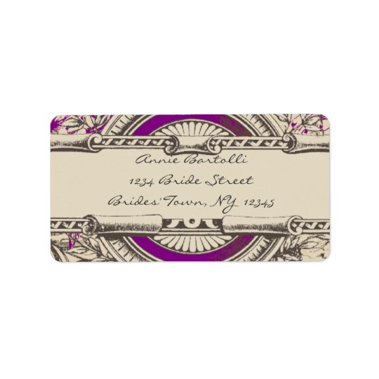 Purple Grey Vintage RSVP Return Address Address Label
