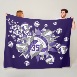 purple grey volleyball blowout girls sports room fleece blanket