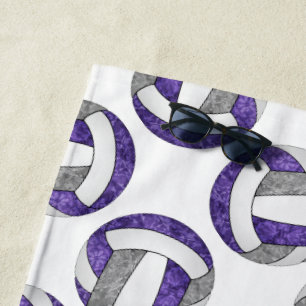 purple grey volleyball team colours gifts beach towel
