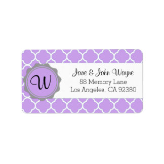 Purple Grey White Contemporary Monogram Label