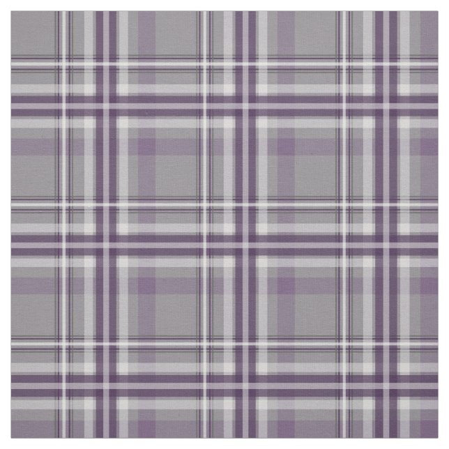 purple grey white plaid fabric (Swatch)
