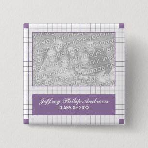 Purple Grid Photo 15 Cm Square Badge