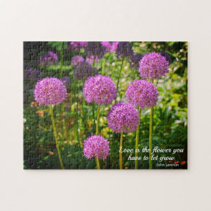 Purple Group of Allium Flowers Motivational Quote Jigsaw Puzzle