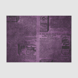 Purple Grunge Distressed Vintage Newspaper Tissue Paper