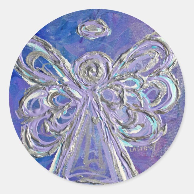 Purple Guardian Angel Art Decal Stickers (Front)