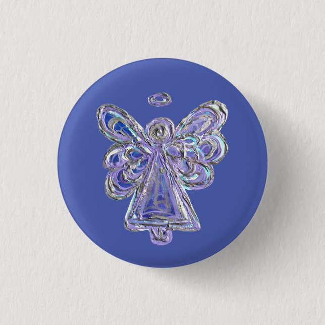 Purple Guardian Angel Custom Holiday Button Pins (Front)