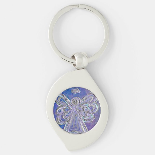 Purple Guardian Angel Custom Keychains (Front)