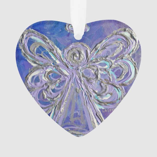 Purple Guardian Angel Gift Holiday Ornament (Front)