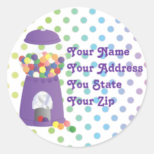 Purple Gumball Machine Classic Round Sticker