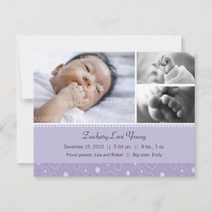 Purple Gumdrop Birth Announcement