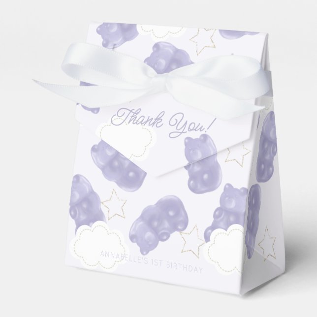 Purple Gummy Bear Birthday Favour Box (Front Side)