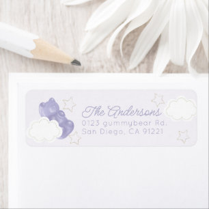 Purple Gummy Bear Star & Cloud Return Address Label