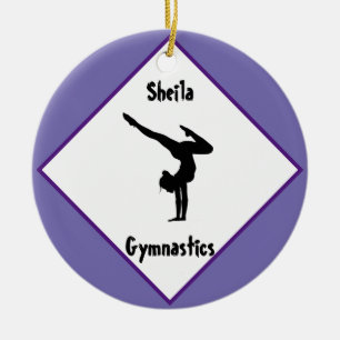 Purple Gymnastics Personalised Ceramic Ornament