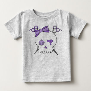 Purple Hair Accessory Skull -Scissor Crossbones Baby T-Shirt