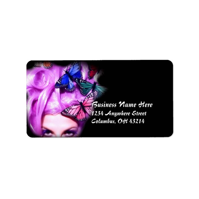 Purple Hair Butterfly Lady Address Labels 2 (Front)