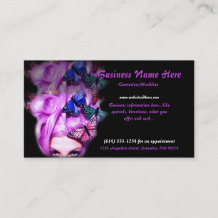 Purple Hair Butterfly Lady Appt. 5 Business Cards