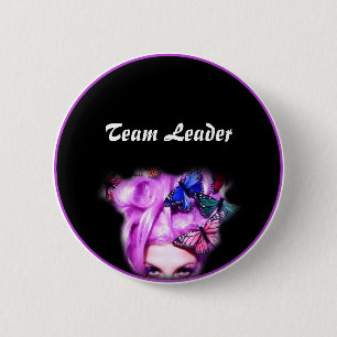 Purple Hair Butterfly Lady Button