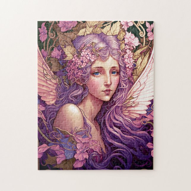 Purple Hair Fairy Angel Fantasy Art Jigsaw Puzzle (Vertical)