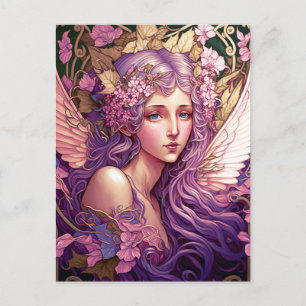 Purple Hair Fairy Angel Fantasy Art Postcard