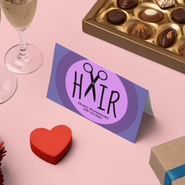 Purple Hairdressers Folded Business Loyalty Card (Creator Uploaded)