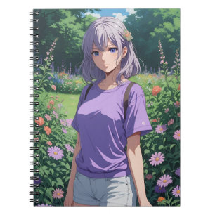 Purple-haired Cutesy Anime Girl Notebook