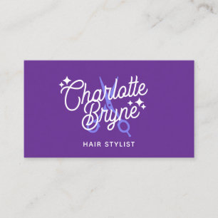 Purple Hairstylist Clipping Shears Business Card