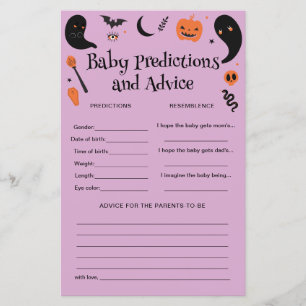 Purple Halloween Baby Shower Baby Predictions Game