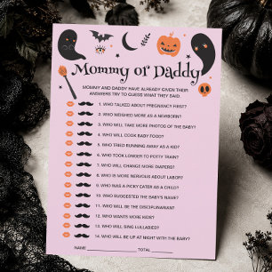 Purple Halloween Baby Shower Guess Who Game Card