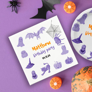 Purple Halloween birthday party Paper Napkin