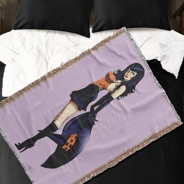 Purple Halloween Cute Witch Throw Blanket (Creator Uploaded)
